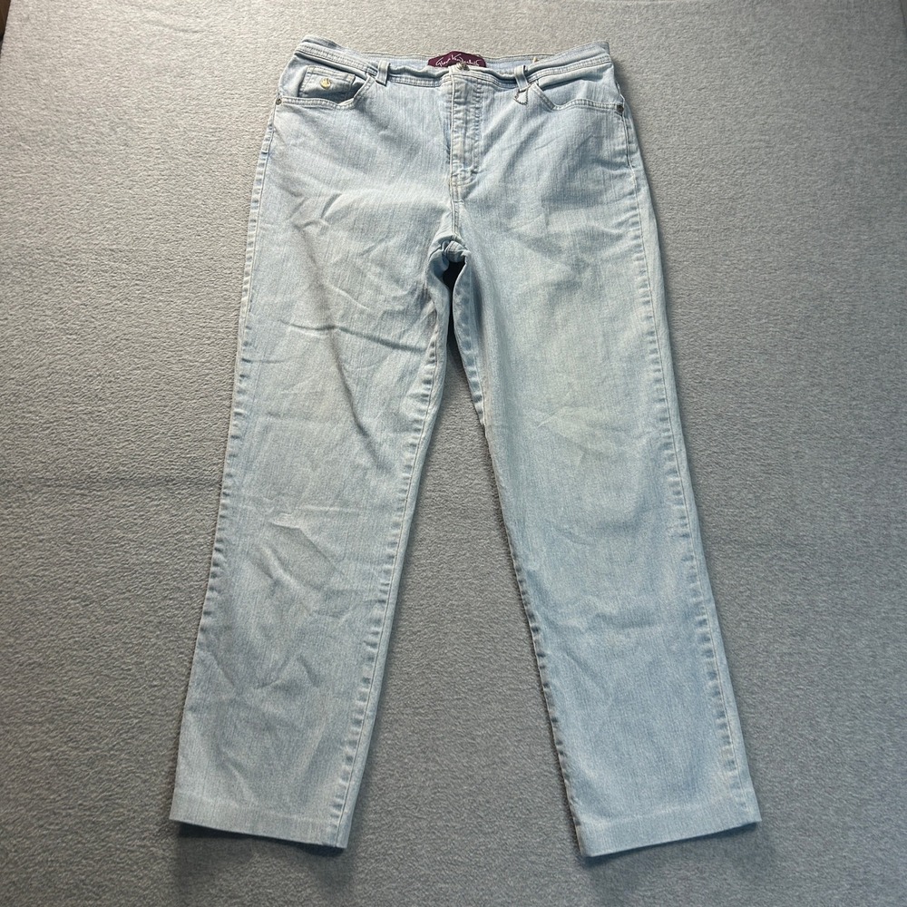 Gloria Vanderbilt Amanda Straight Leg Jeans Womens 14 Light Wash Stretch Denim